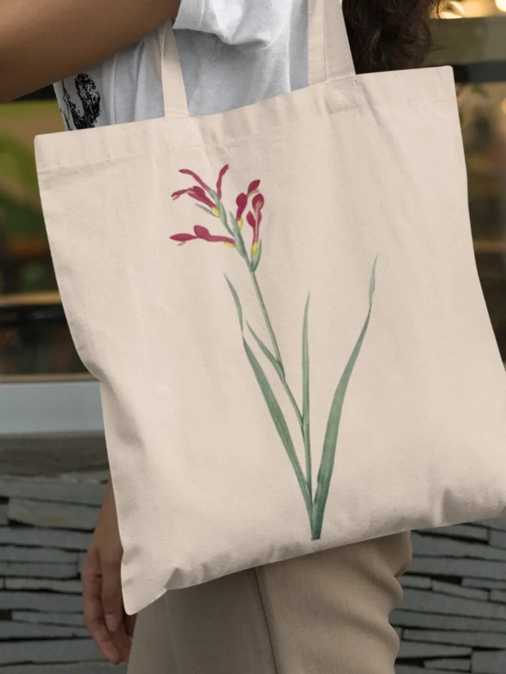 Yellow Sweet-Pea Orchid Vintage Floral Print Graphic Canvas Tote Bag